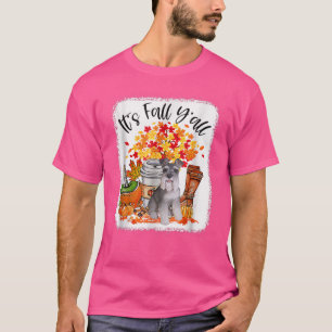 It's Fall Y'all Schnauzer Dog Halloween Thanksgivi T-Shirt