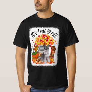It's Fall Y'all Schnauzer Dog Halloween Thanksgivi T-Shirt