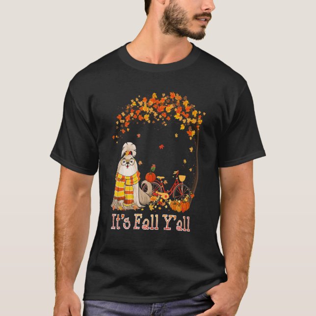 It's Fall Y'all Shih Tzu Bike Pumpkin Spice Autumn T-Shirt (Front)