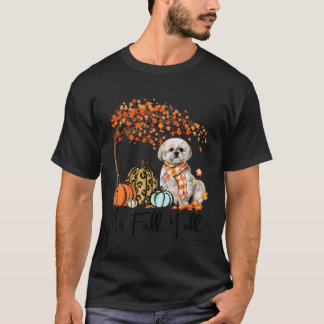 It'S Fall Y'All Shih Tzus Dog Lover Pumpkin Autumn T-Shirt