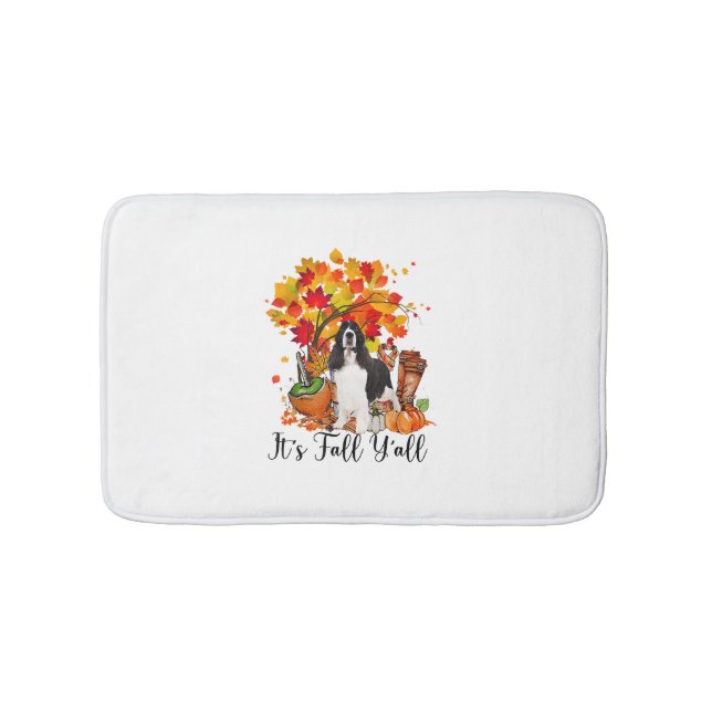 It's Fall Y'all Springer Spaniel Dog Halloween Tha Bath Mat (Front)