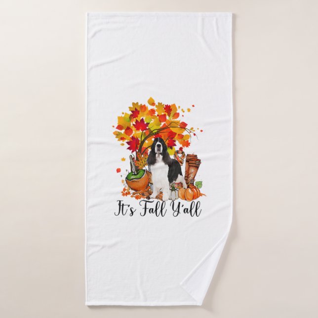 It's Fall Y'all Springer Spaniel Dog Halloween Tha Bath Towel (Bath Towel)
