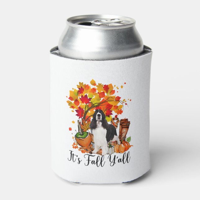 It's Fall Y'all Springer Spaniel Dog Halloween Tha Can Cooler (Can Front)