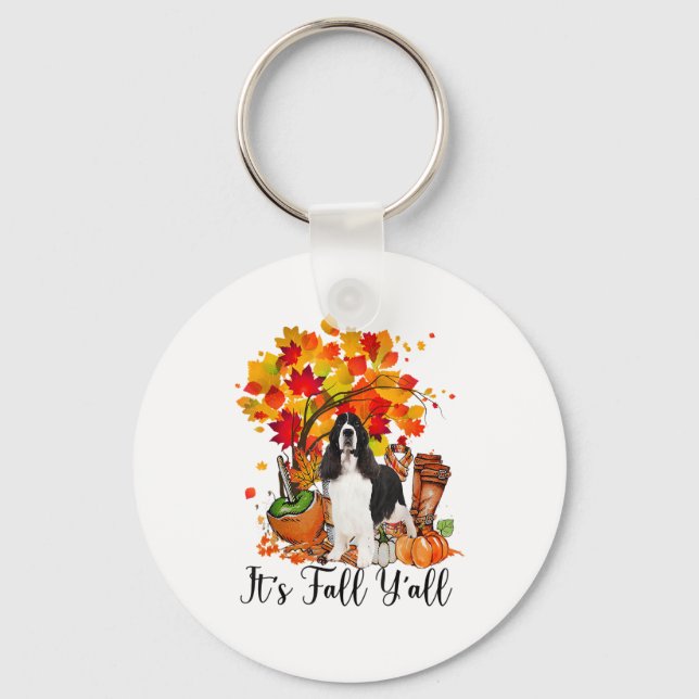 It's Fall Y'all Springer Spaniel Dog Halloween Tha Key Ring (Front)