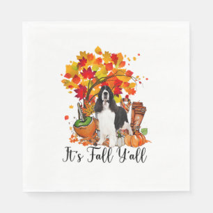 It's Fall Y'all Springer Spaniel Dog Halloween Tha Napkin