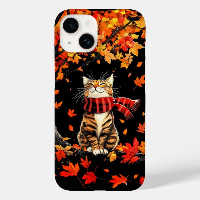 It's Fall Y'all Thanksgiving Cat Leaf Fall Tree  Case-Mate iPhone Case (Back)