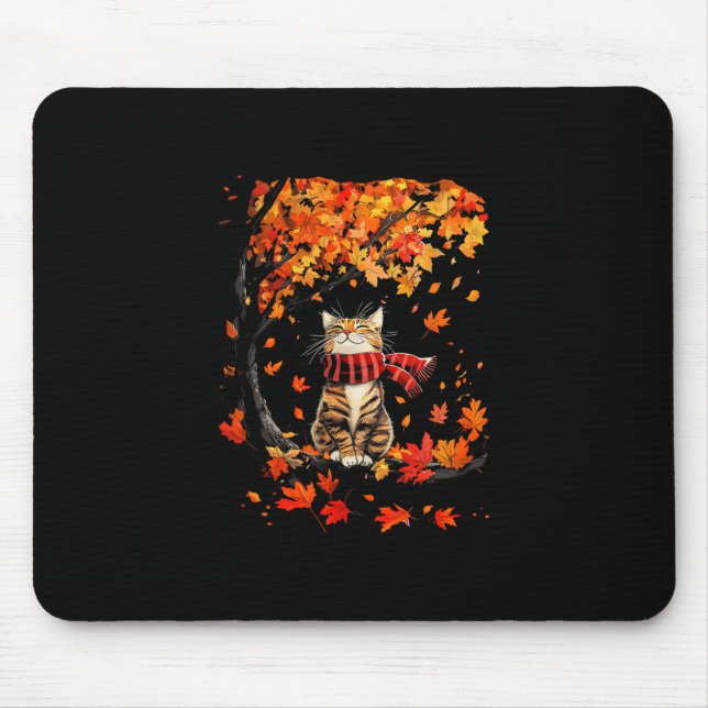 It's Fall Y'all Thanksgiving Cat Leaf Fall Tree He Mouse Mat (Front)