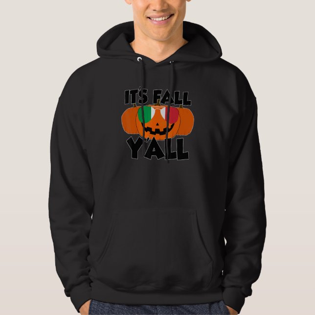 It's Fall Y'all Thanksgiving Pumpkin Italy Glasses Hoodie (Front)