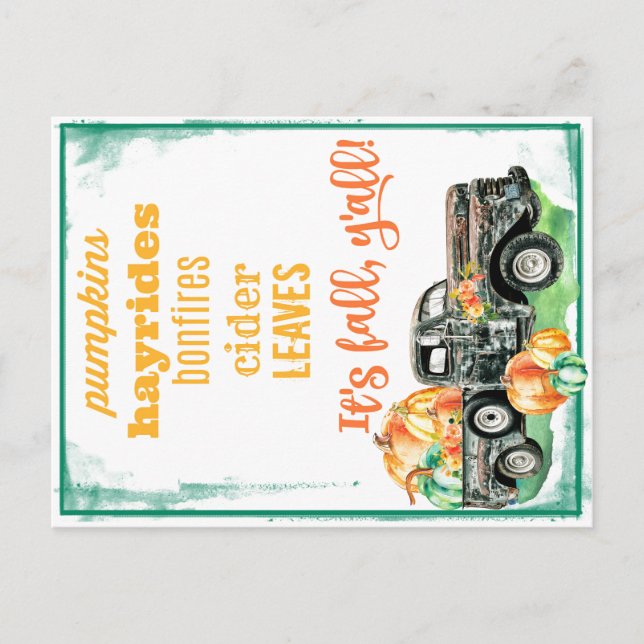 "It's fall y'all truck" Postcard (Front)