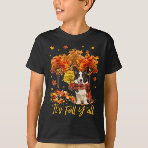 It's Fall Y'all Welsh Corgi Dog Tree Pumpkin Fall T-Shirt