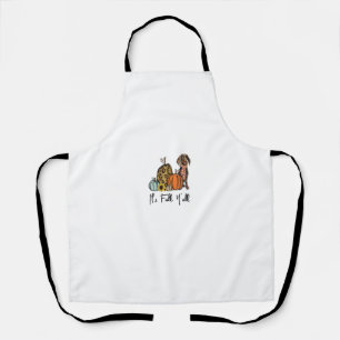 It's Fall Y'all Yellow Dachshund Dog Leopard Pumpk Apron