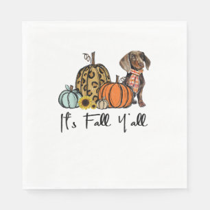 It's Fall Y'all Yellow Dachshund Dog Leopard Pumpk Napkin
