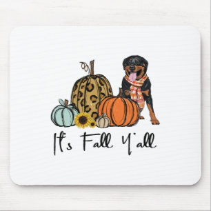 It's Fall Y'all Yellow Rottweiler Dog Leopard Pump Mouse Mat