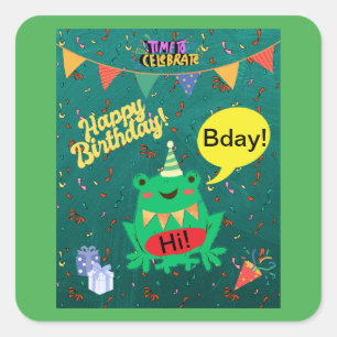 It's Finally My Birthday Feb. 29th Frog Confetti Square Sticker
