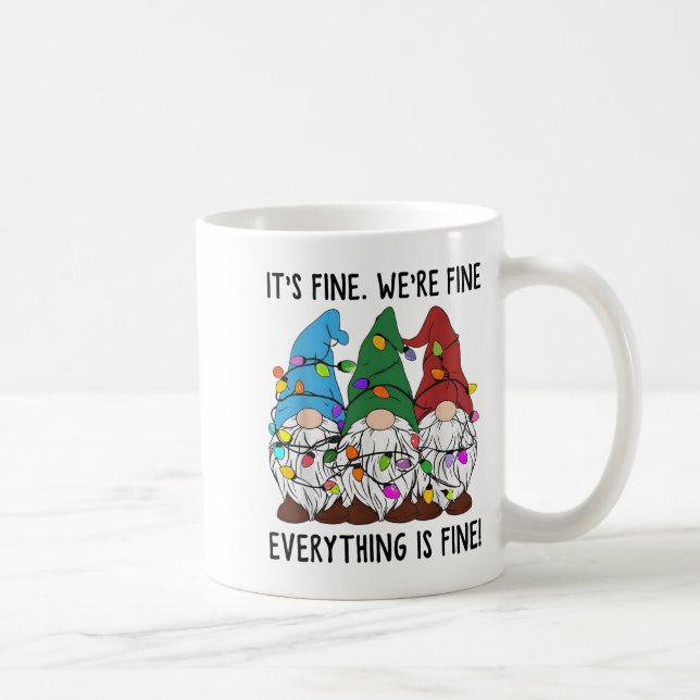 It's Fine Everything Is Fine Gnome Christmas Light Coffee Mug (Right)