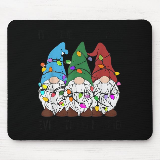It's Fine Everything Is Fine Gnome Christmas Light Mouse Mat (Front)
