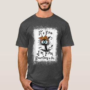 It's Fine I'm Fine Black Cat Halloween Bandanna 56 T-Shirt