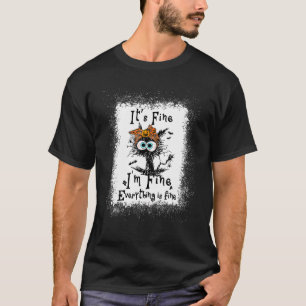 It's Fine I'm Fine Black Cat Halloween Bandanna T-Shirt