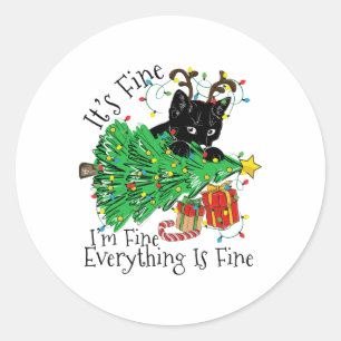 It's Fine I'm Fine Everything Is Fine Fun Christma Classic Round Sticker