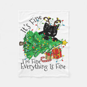 It's Fine I'm Fine Everything Is Fine Fun Christma Fleece Blanket