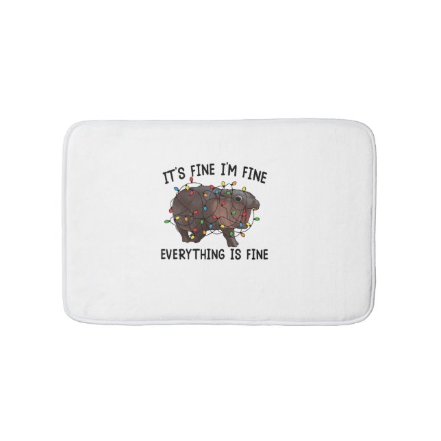It's Fine I'm Fine Everything Is Fine Moo Deng Bab Bath Mat (Front)