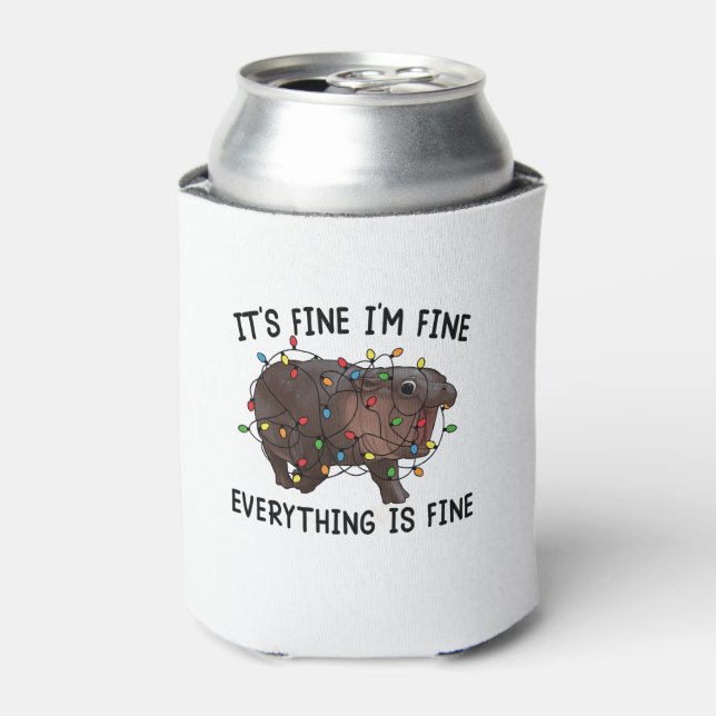 It's Fine I'm Fine Everything Is Fine Moo Deng Bab Can Cooler (Can Front)