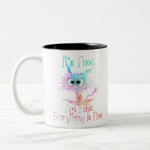 It's Fine I'm Fine Everything Is Fine Tie Dye Cat Two-Tone Coffee Mug