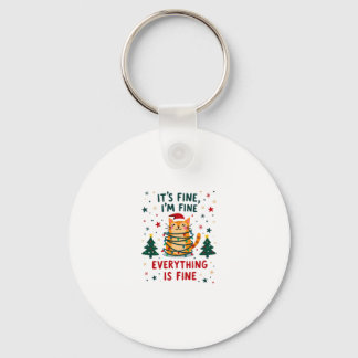 It's Fine I'm Fine Everything Is Fine Xmas Cat Chr Key Ring