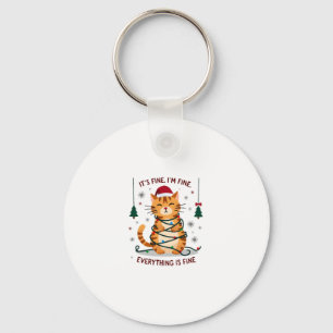It's Fine I'm Fine Everything Is Fine Xmas Cat Chr Key Ring