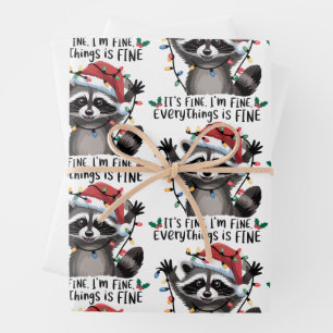 It's Fine. I'm Fine. Everythings Is Fine Racoon  Wrapping Paper Sheet