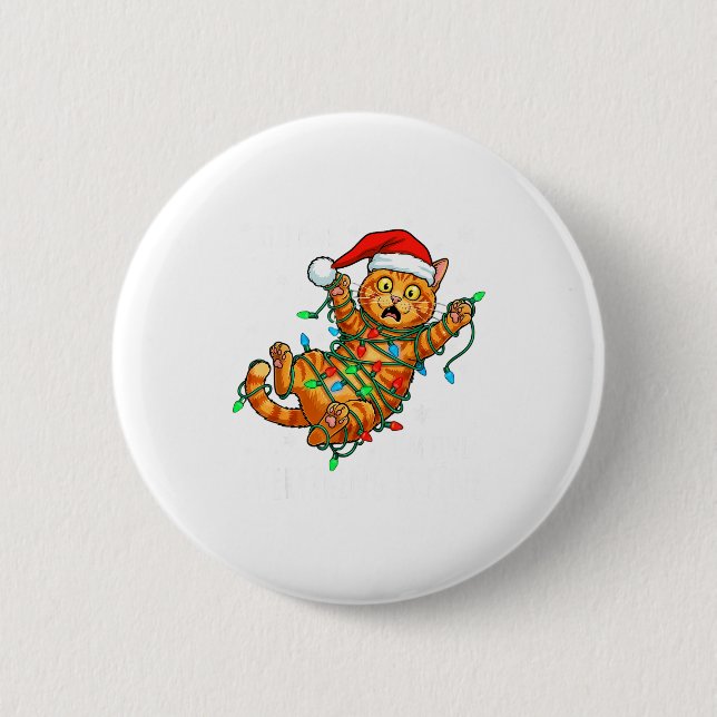 It's Fine I'm Fine Orange Cat Christmas Light Funn 6 Cm Round Badge (Front)
