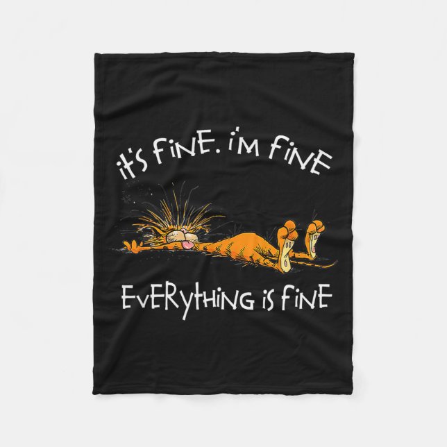 It's Fine Rpg Gamer Cat D20 Dice Fail Funny Nerdy  Fleece Blanket (Front)