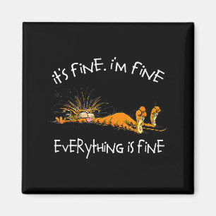 It's Fine Rpg Gamer Cat D20 Dice Fail Funny Nerdy Magnet