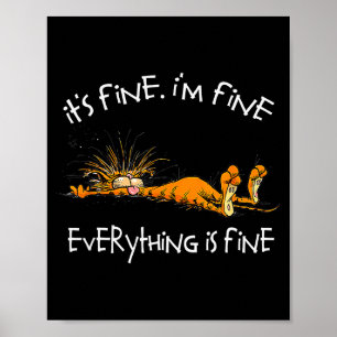 It's Fine Rpg Gamer Cat D20 Dice Fail Funny Nerdy Poster