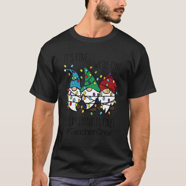 It's Fine We're Fine Everything Is Fine Teacher Cr T-Shirt (Front)