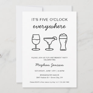 It's Five O'Clock Everywhere Retirement Party Invitation