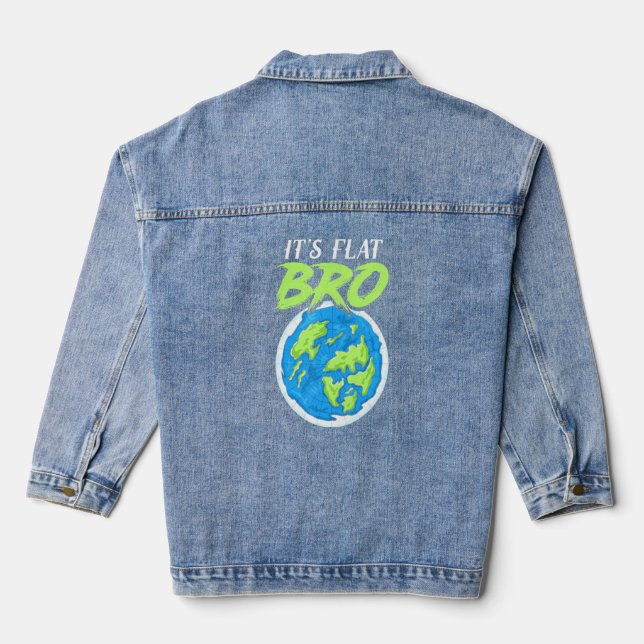 Its Flat Bro - Flat Earth  Denim Jacket (Back)