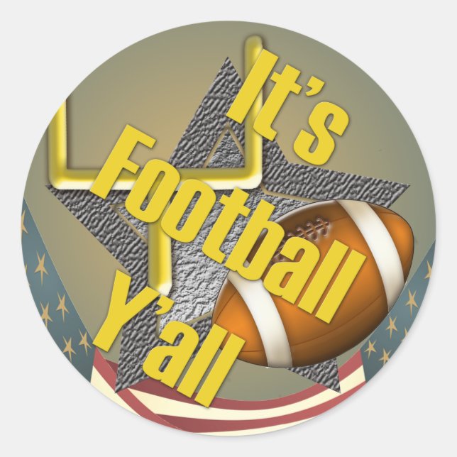 It's Football Y'all Classic Round Sticker (Front)
