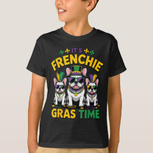 Its Frenchie Gras Time Dog Lovers Fun Mardi Gras V T-Shirt