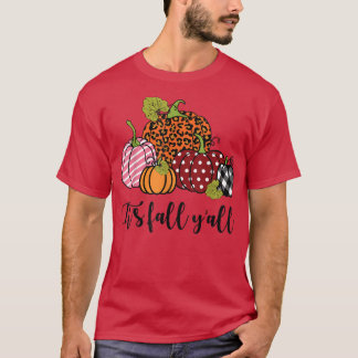 Its Full Yall Happy Fall Autumn Leopard Pumpkin Co T-Shirt
