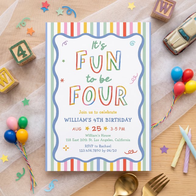 It's Fun To Be Four 4th Birthday Invitation (Creator Uploaded)