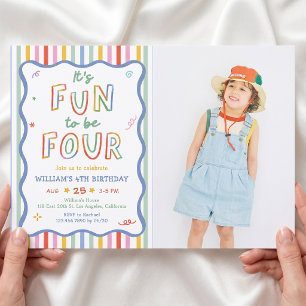 It's Fun To Be Four 4th Birthday Invitation Photo
