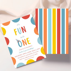 It's Fun To Be One Birthday Party Invitation