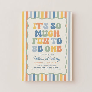 It's Fun to Be One Boho Stripes 1st Birthday Invitation