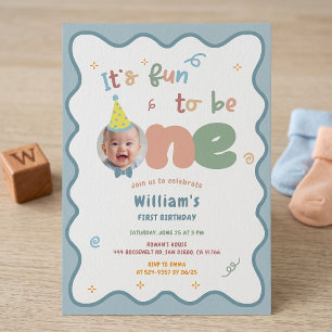 It's Fun To Be One Boy 1st Birthday Invitation