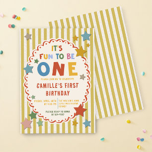 It's Fun to Be One Colorful 1st Birthday Invitation