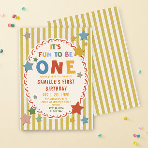 It's Fun to Be One Colorful 1st Birthday Invitation