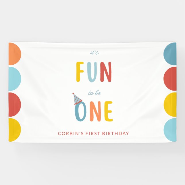 It's Fun To Be One Colorful Birthday Party Banner (Horizontal)