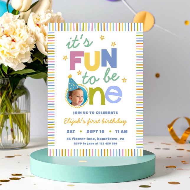 It's Fun To Be One Colourful Birthday Invitation (Creator Uploaded)
