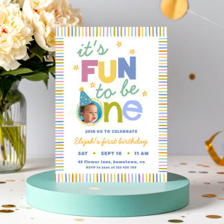 It's Fun To Be One Colourful Birthday Invitation